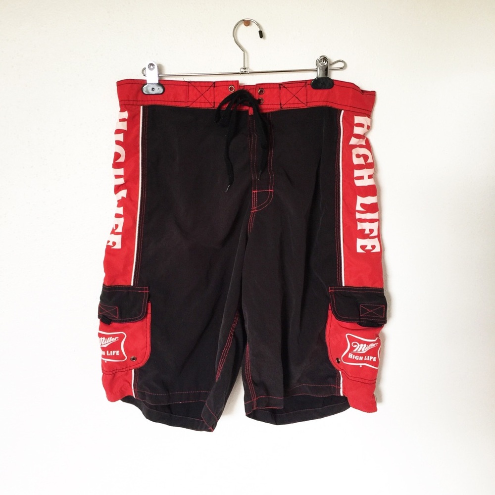 MILLER HIGH LIFE black red swim shorts trunks 36